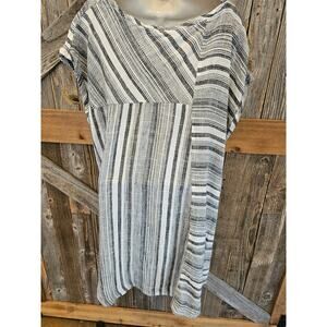 Free People Linen Blend Short Sleeve Pullover Beach Dress poncho oversized L _